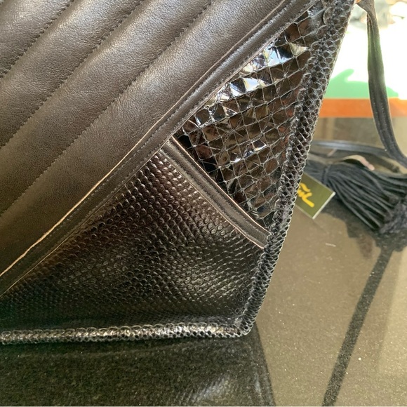 Vintage Carlos Fioro Italian Nubuck Black Leather Envelope Purse - Picture 6 of 16